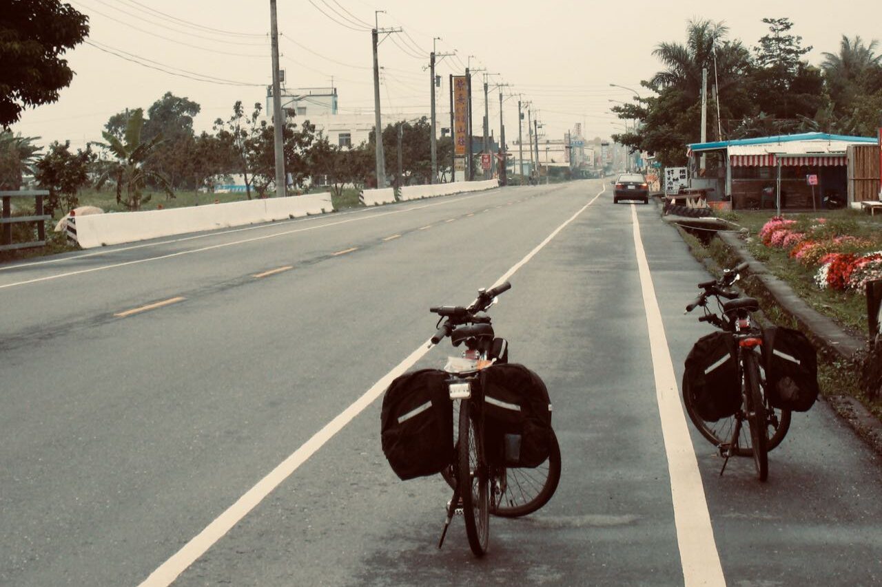 Two Touring Bikes on road