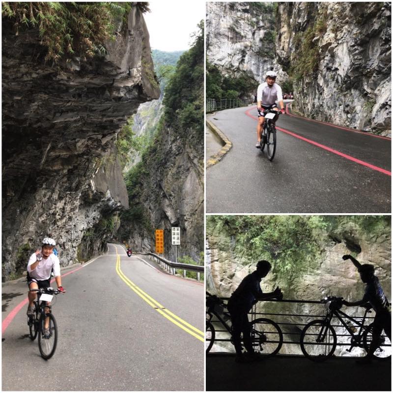 Cyclists on Road of Taroko Gorge