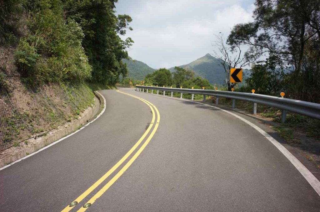 long winding hilly road